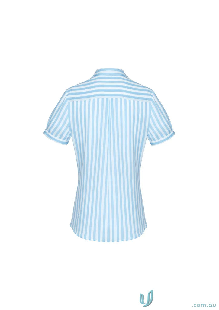 Womens Verona S/S Shirt with striped pattern, perfect for workwear and uniforms