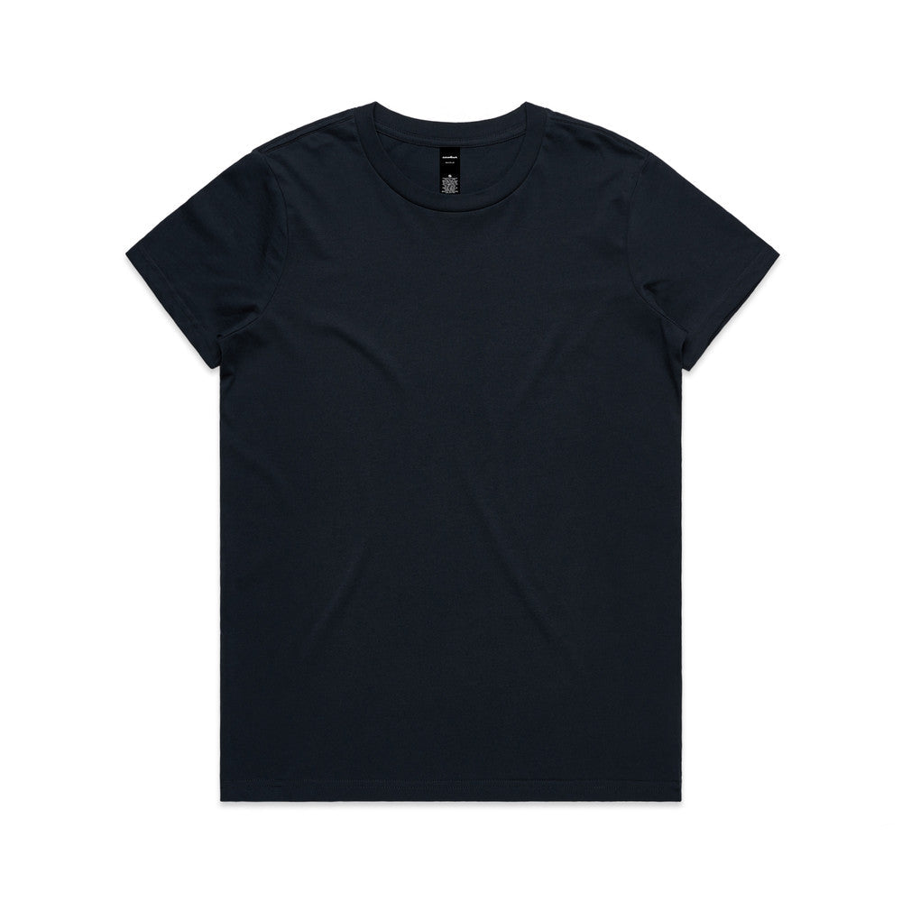 Black short-sleeve crew neck versatile maple tee for women