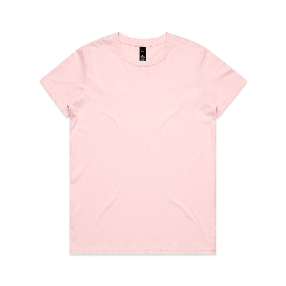 Light pink short sleeve crew neck versatile maple tee for women