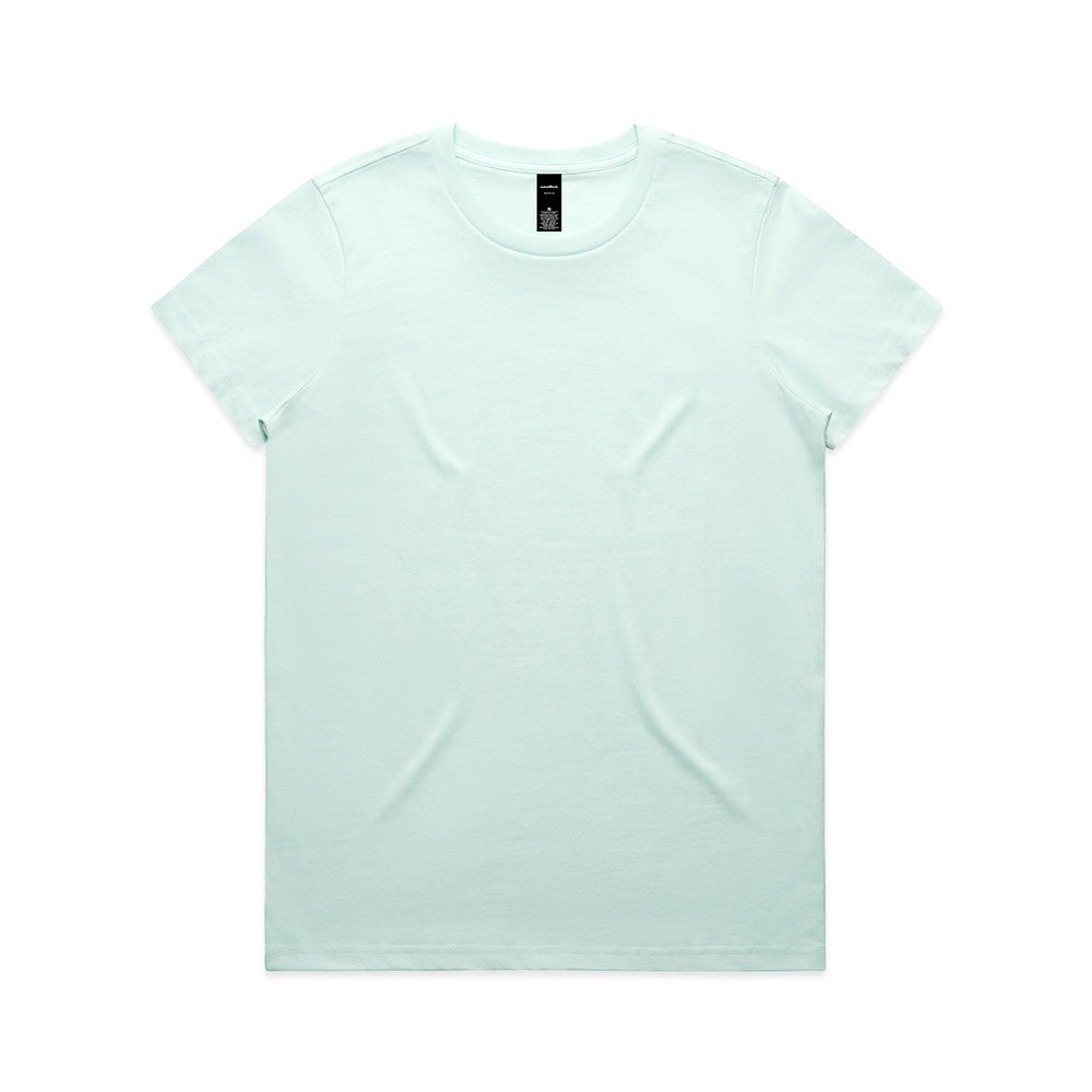 Mint green womens versatile maple tee with short sleeves and crew neck