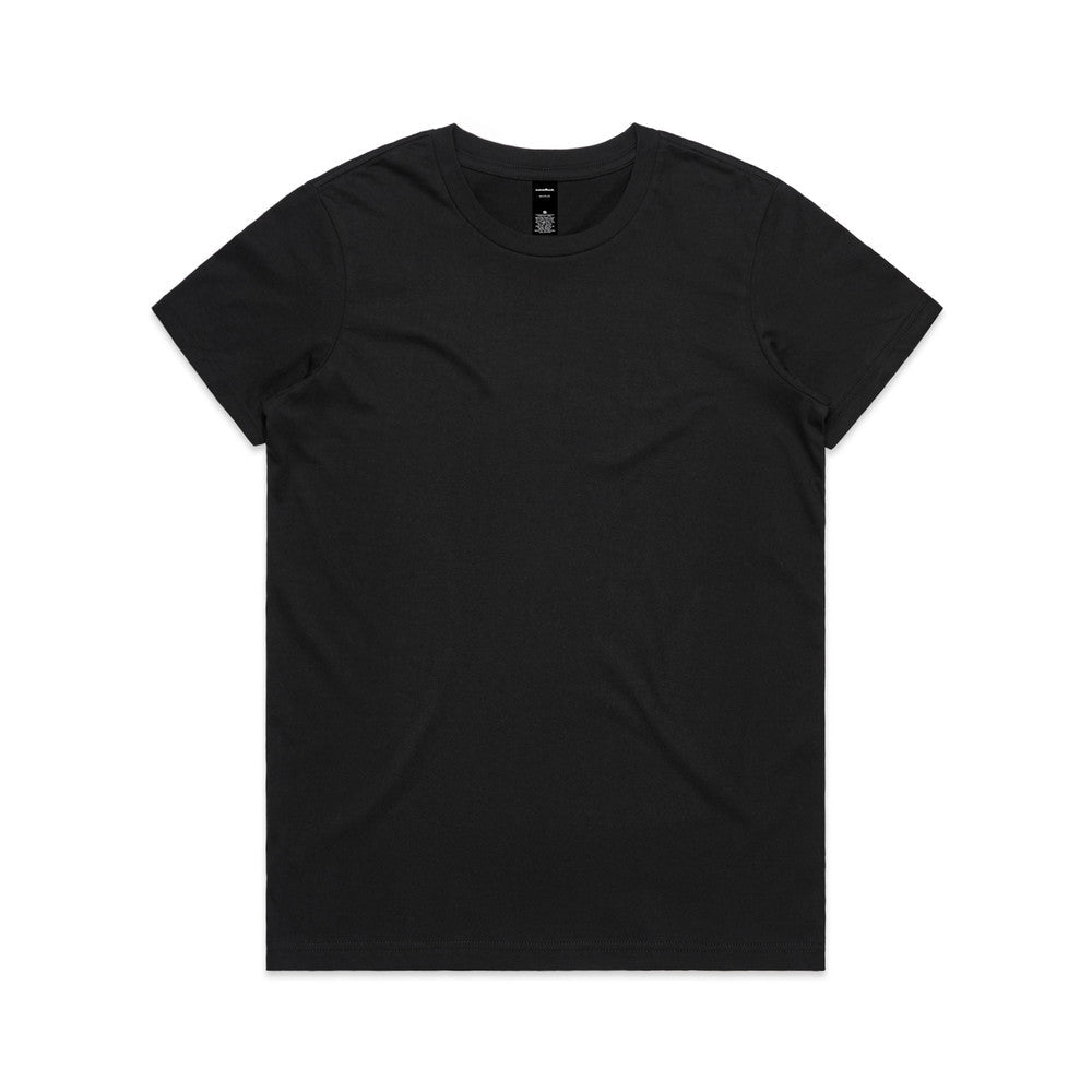 Black v-neck versatile Maple Tee for women with short sleeves