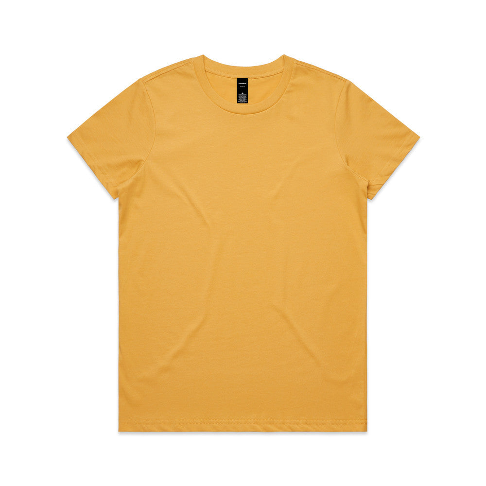 Women’s Versatile Maple Tee in mustard yellow crew neck