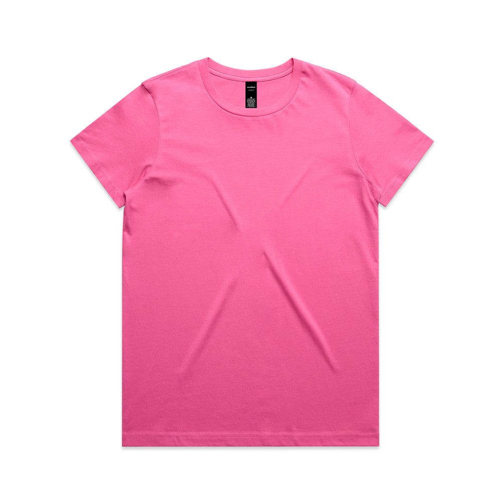 Neon pink short sleeve crew neck versatile Maple Tee for women