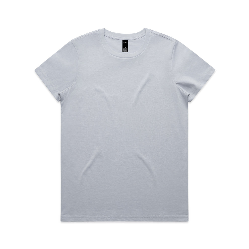 Women’s versatile maple tee: white crew neck short sleeve t-shirt