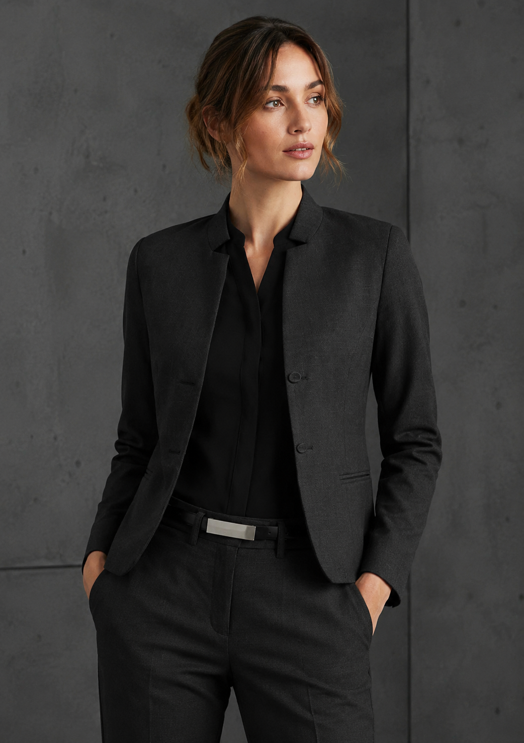 Comfort Wool Short Jacket with Reverse Lapel