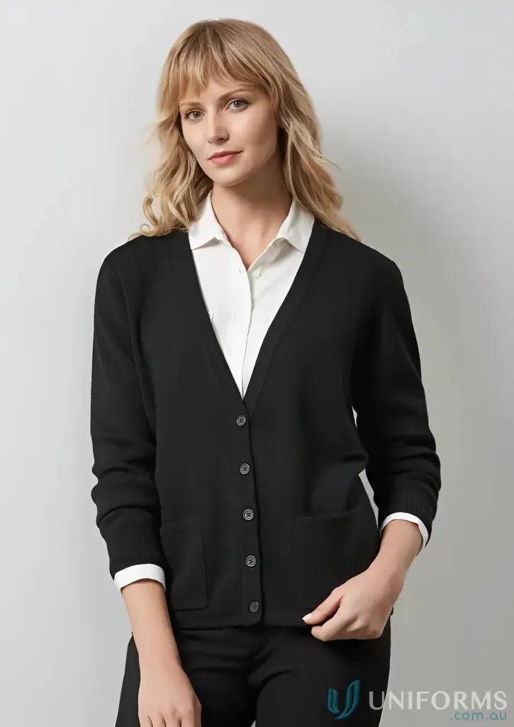 Woman wearing a Wool Mix Cardigan from Biz Collection Womens collection