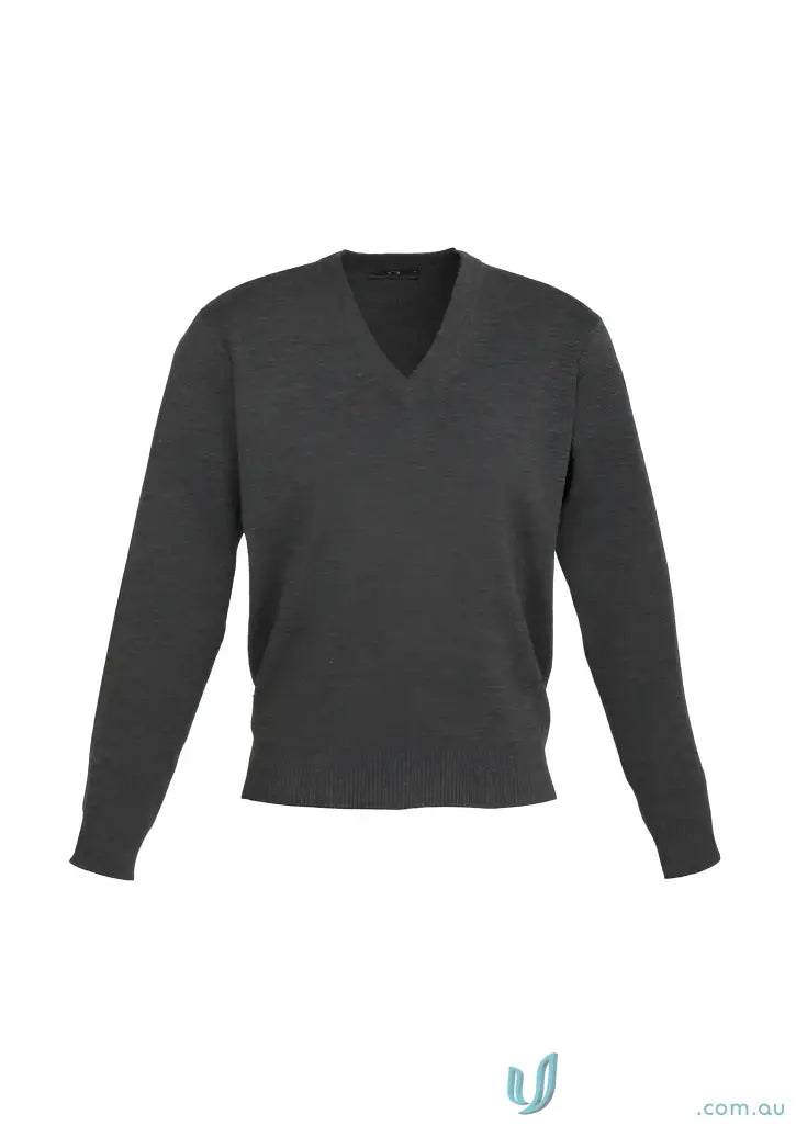 Gray V-neck woolmix knit pullover, cozy woolmix knit sweater for casual style