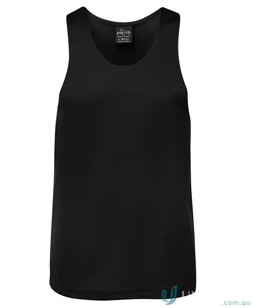 Black men’s workwear tank top made from soft fabric, perfect for uniforms and workwear