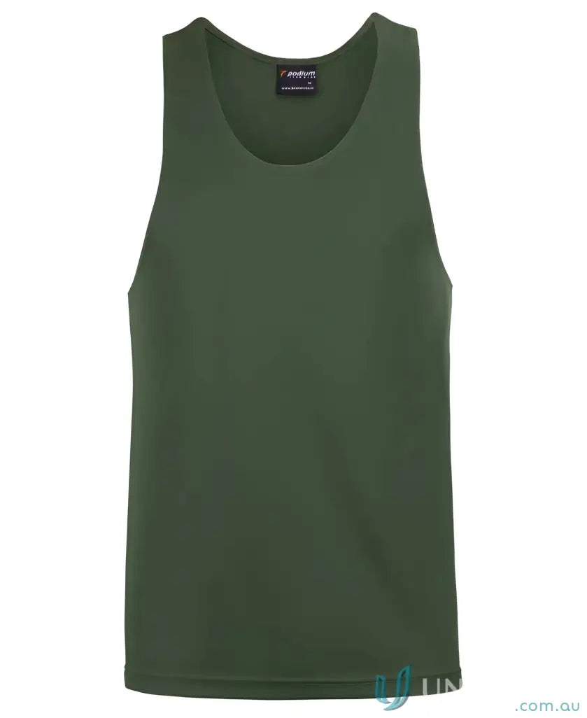 Dark olive green men’s workwear tank top made with soft fabric for uniforms