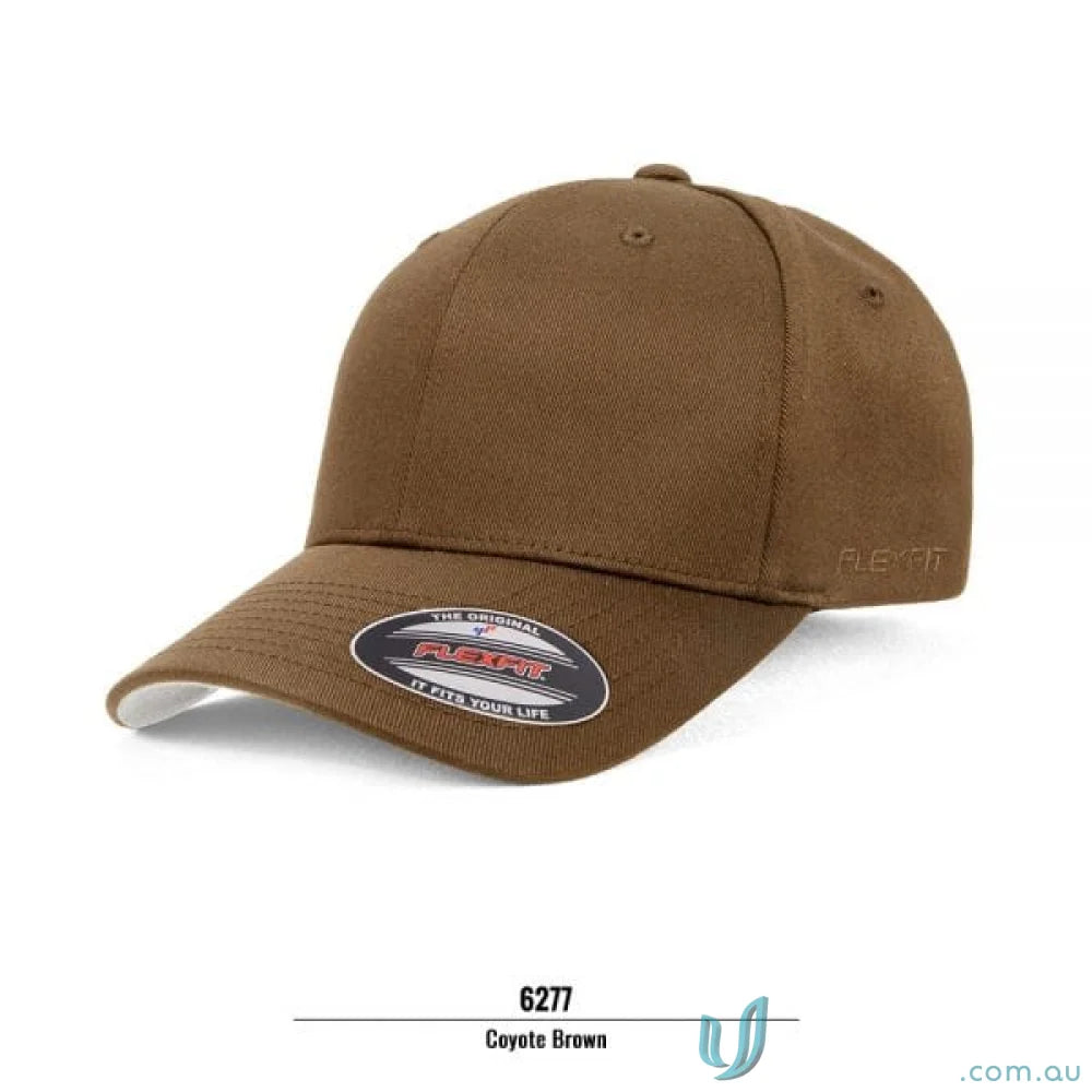 Brown Flexfit baseball cap with athletic shape and flexfit technology from Worn By The World Cap