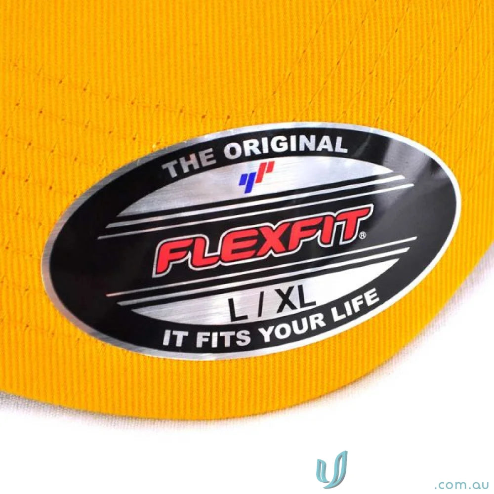 Flexfit tech sticker on Worn By The World Flexfit Cap 6277 with athletic shape silver