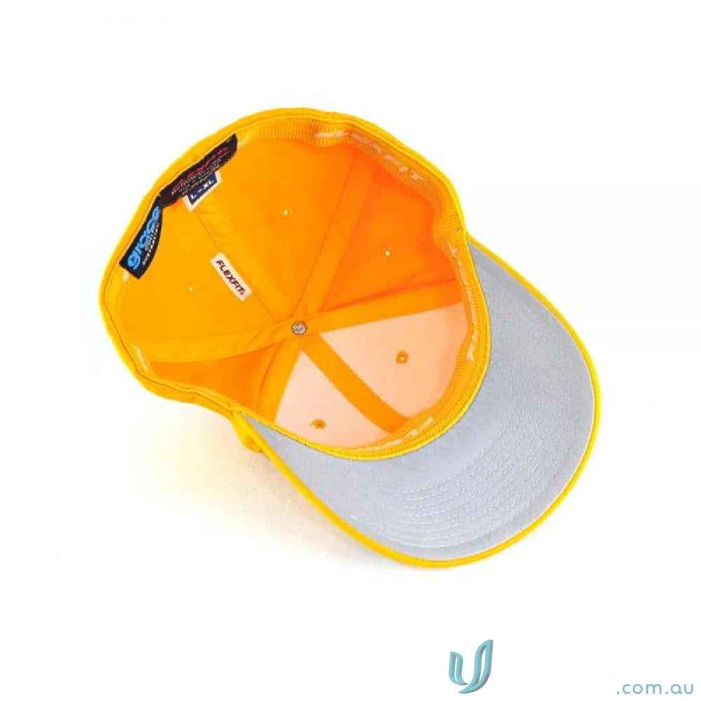 Yellow Worn By The World Flexfit Cap 6277 with athletic shape silver interior heat seal