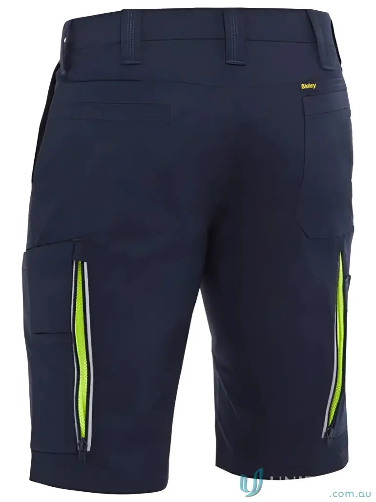 Navy blue airflow™ stretch ripstop cargo shorts with vented cargo design