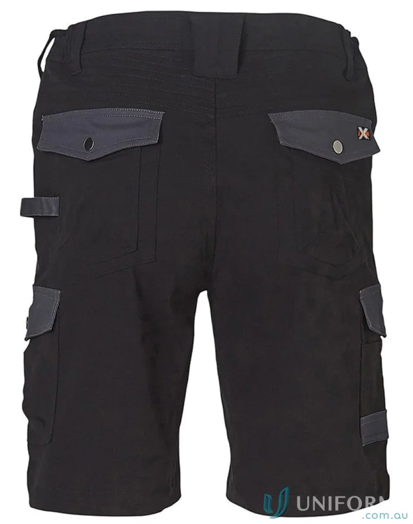 XStreet Stretch Cargo Shorts for men with dark grey pockets and tool loops