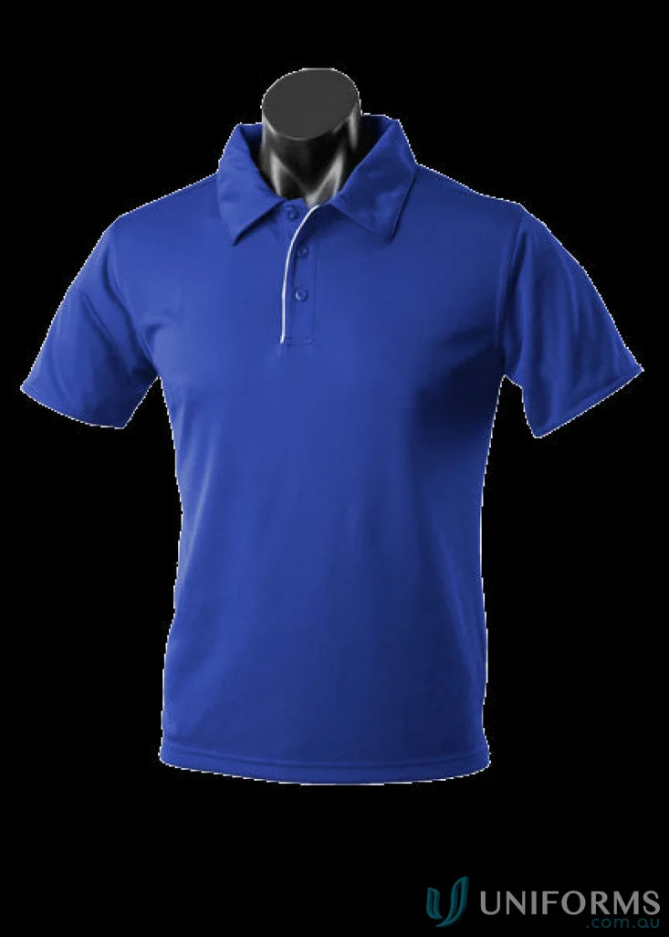Yarra Polo blue polo shirt with white trim perfect for work uniforms