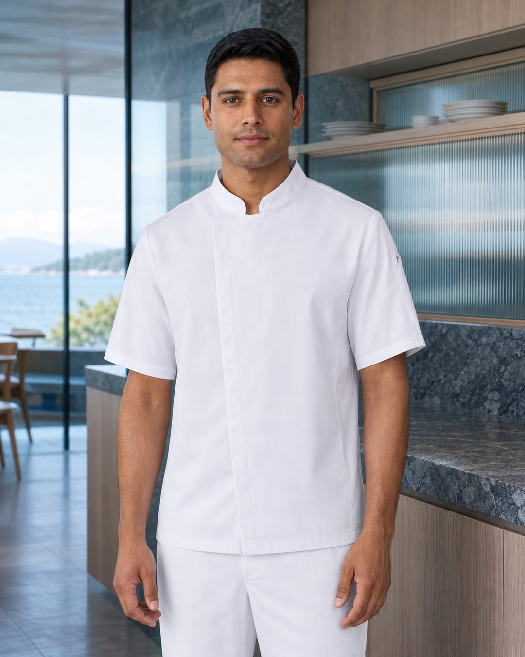 Yes Chef Alfresco short sleeve chef jacket in white