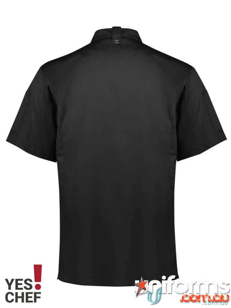 Black short-sleeved chef jacket from Yes Chef Alfresco Chef SS Jacket for men