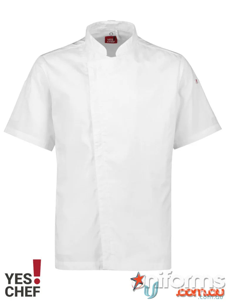 White short-sleeved chef jacket from Yes Chef Alfresco Chef SS Jacket for men