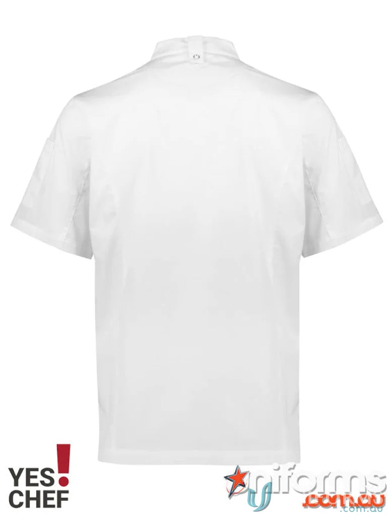 White short-sleeve chef jacket from Yes Chef Alfresco Chef SS Jacket for men