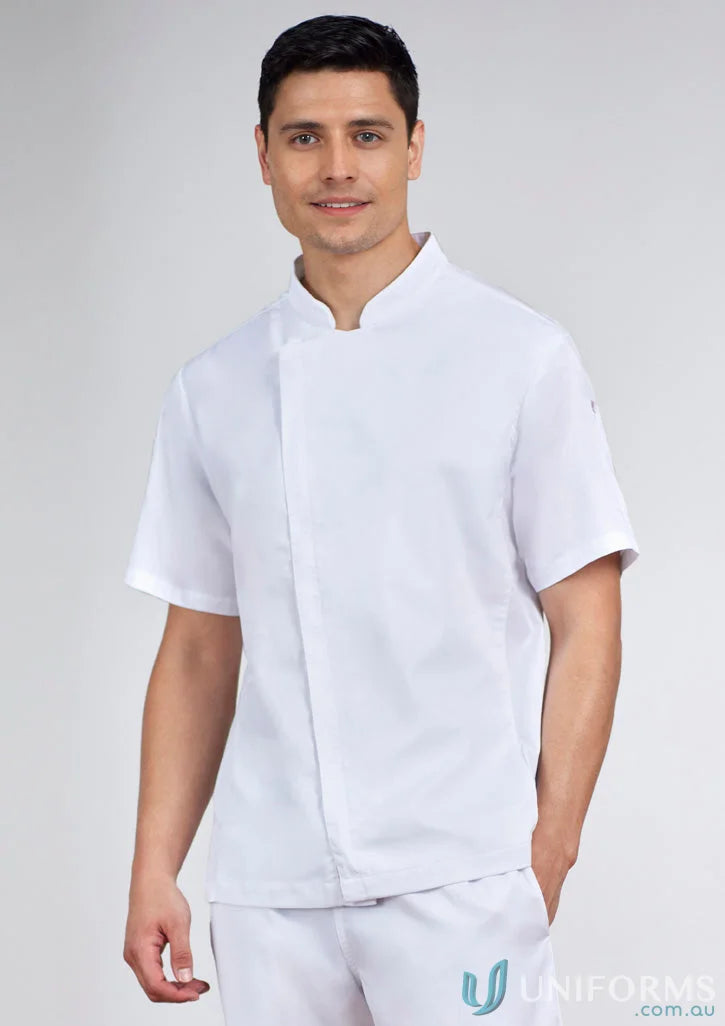 White short-sleeved chef jacket from Yes Chef Alfresco Chef SS Jacket for men