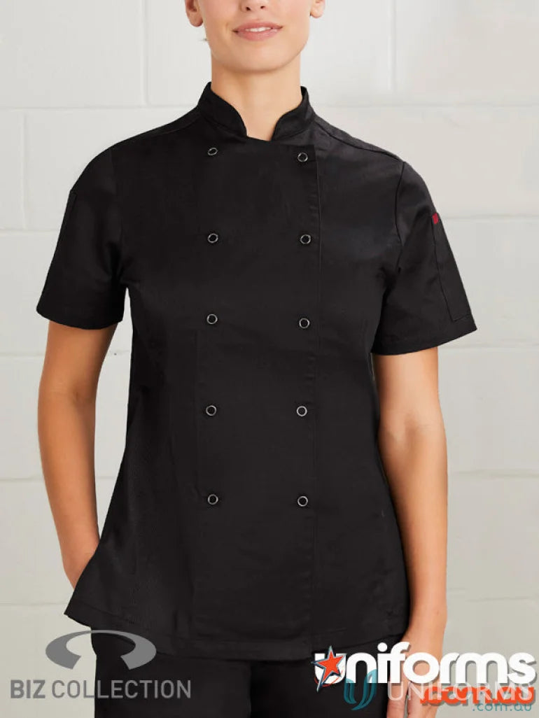 Black zest short sleeve chef jacket from Yes Chef Ladies Zest SS Chef collection