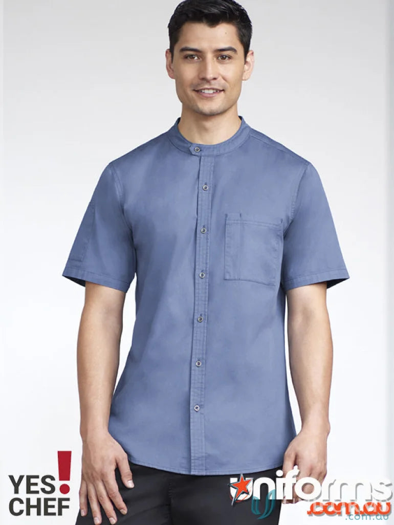 Blue men’s salsa short sleeve chef shirt from Yes Chef Salsa SS Chef Shirt