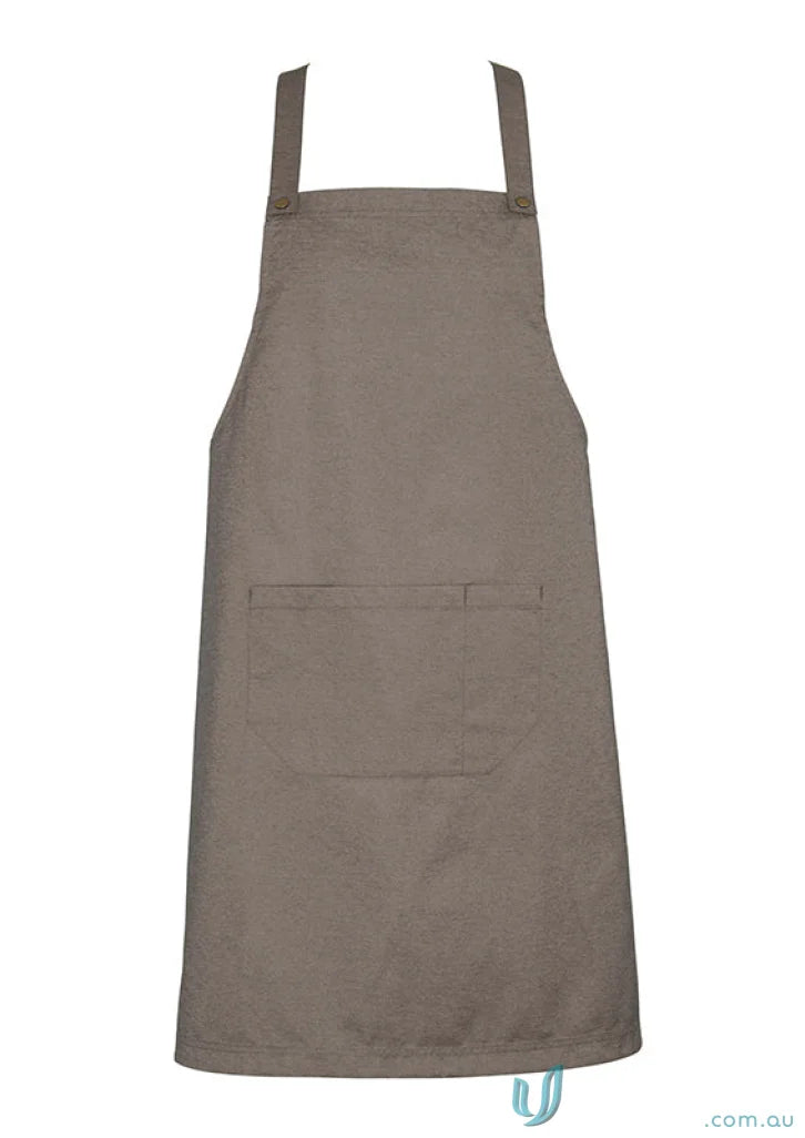 Taupe urban bib apron with pocket from Yes Chef Urban Full Bib Apron Biz Collection BA55