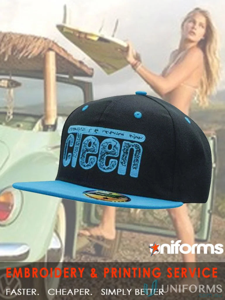 Black and blue baseball cap perfect for Youth American Twill Snapback workwear