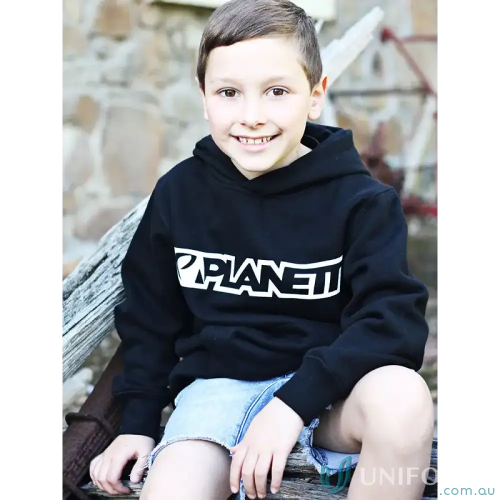 Boy in black hoodie.