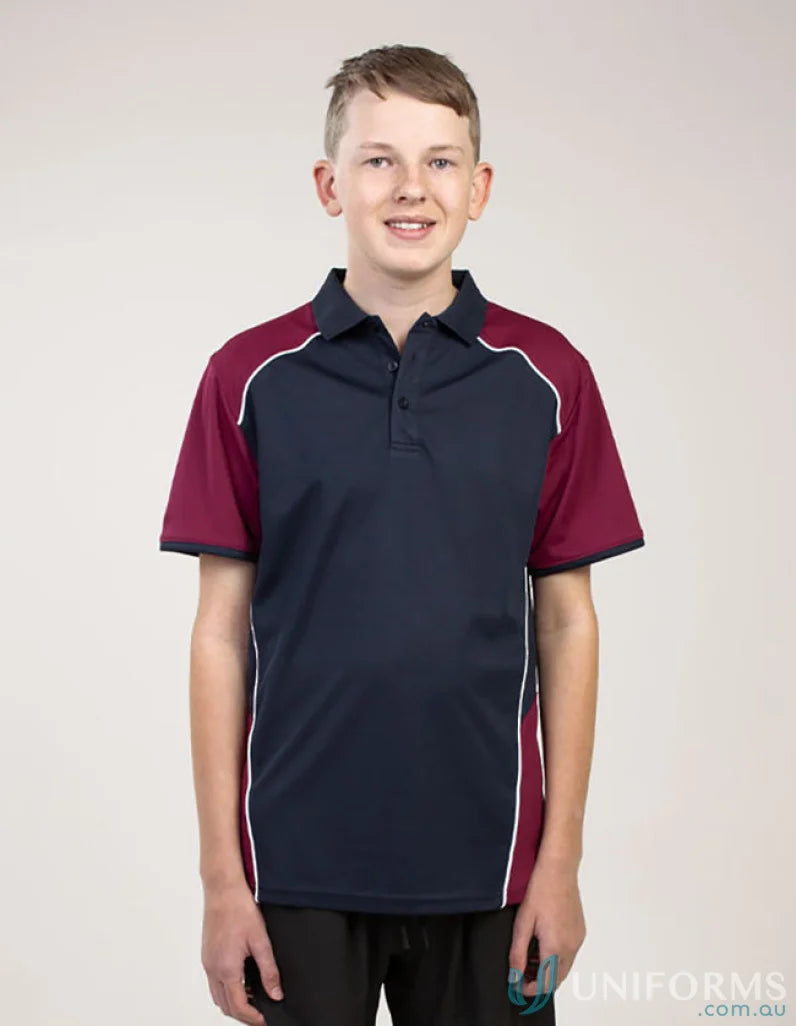 Youth McPherson Polo with two-tone design, white trim, cooldry moisture tech