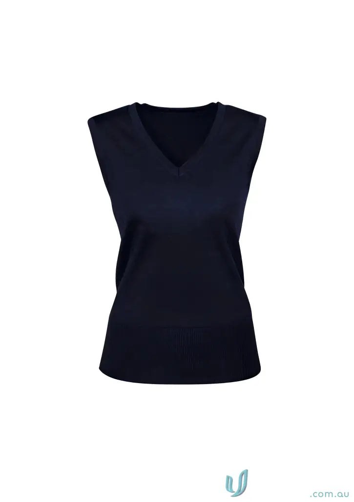 Navy blue Milano women’s vest LV619L offers timeless style in the YR Ladies Knit Vest