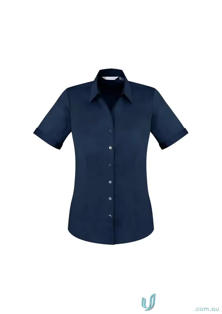 Navy blue YR Ladies SS Shirt s770ls women’s Monaco short sleeve button-down