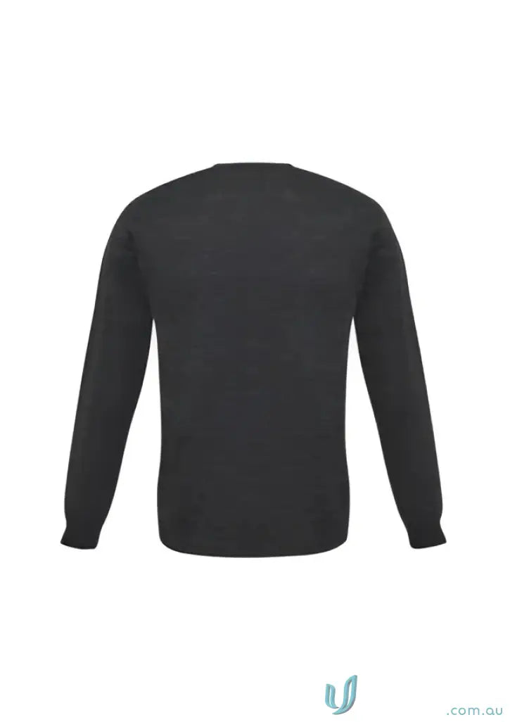 Charcoal gray YR Mens EMB Knit Jumper from Biz Collection Milano in merino wool