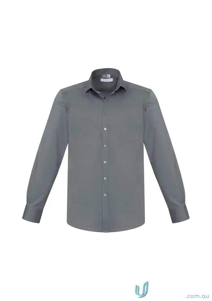 Gray YR Mens LS Shirt with modern narrow collar from Biz Collection Monaco