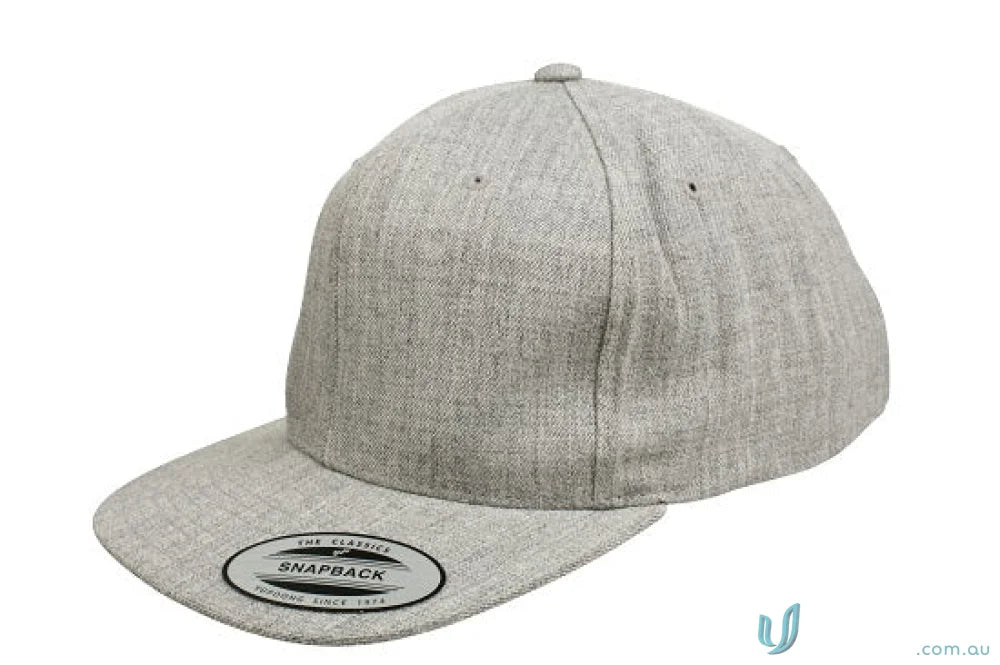 Gray snapback baseball cap Yupoong classic flat peak cap perfect for uniforms or workwear