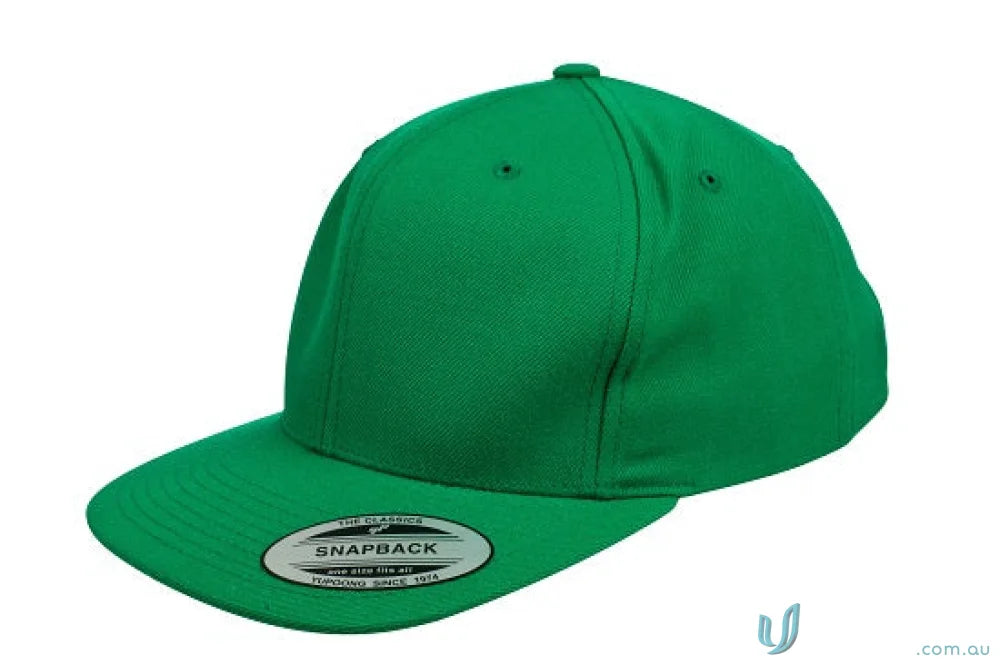Green snapback baseball cap from Yupoong Classic Flat Peak Cap, perfect for uniforms and workwear