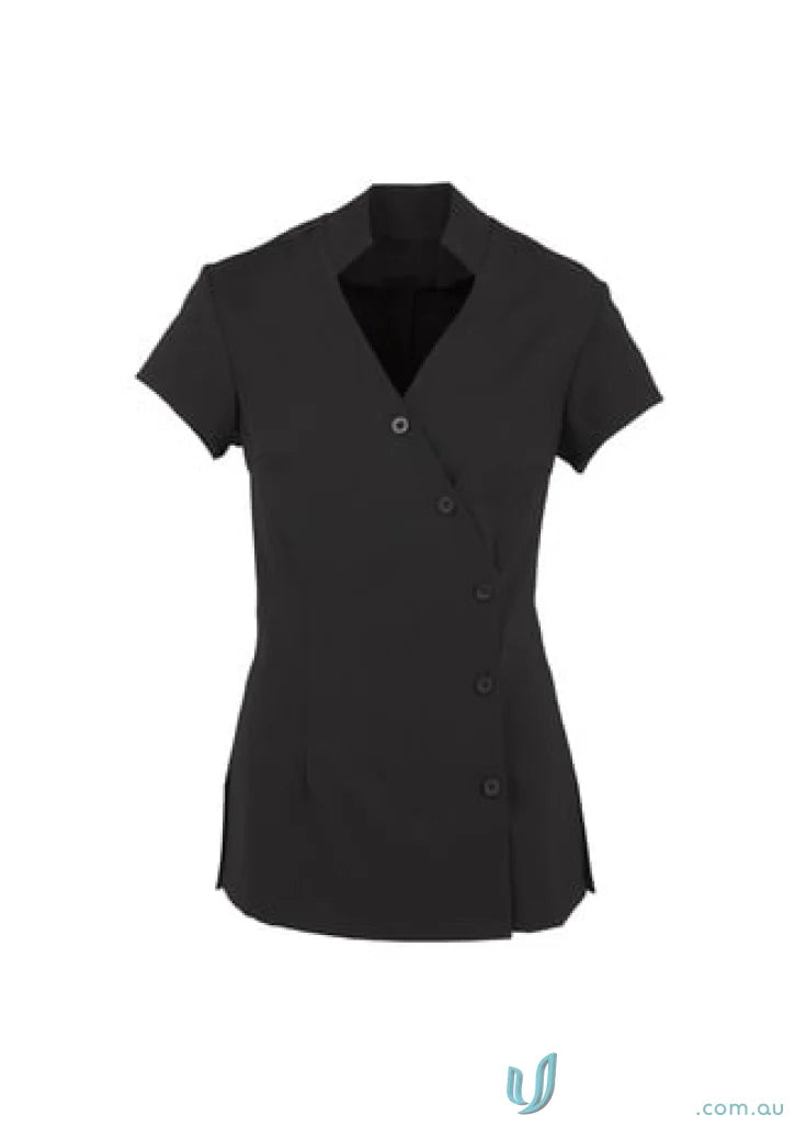 Women’s Zen Mandarin Collar Tunic with stain release and asymmetrical button closure