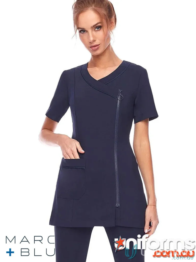 Navy blue uniform tunic with flattering fit, marc blu b778 construction ensures style