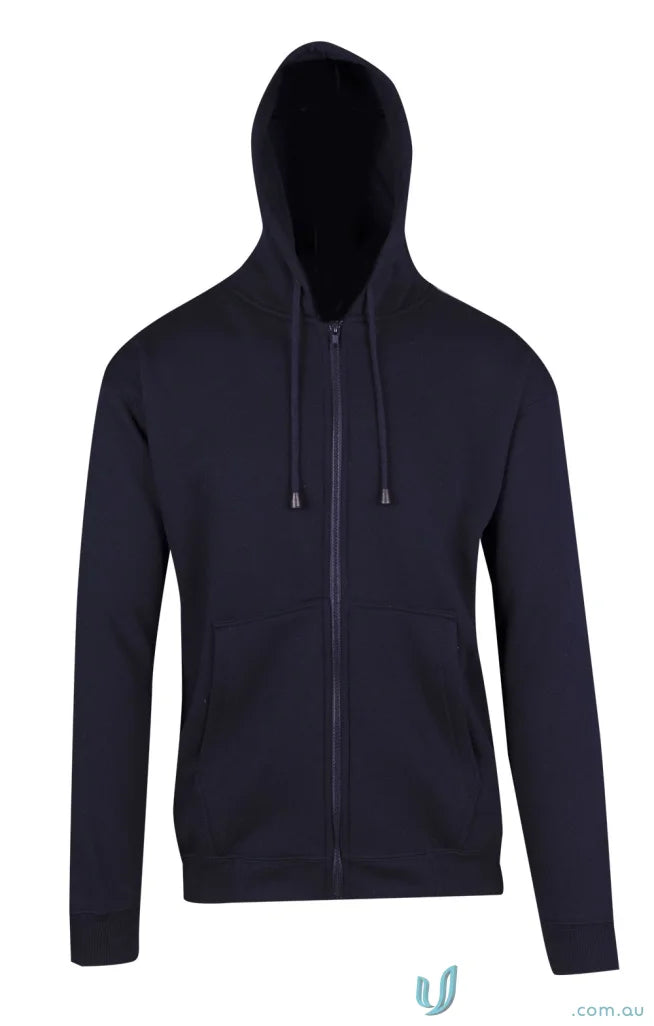 Navy blue zip hoodie perfect for uniforms and workwear, featuring a convenient pocket