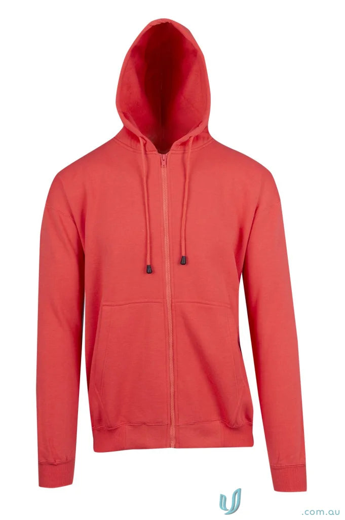 Red zip hoodie with pocket perfect for workwear or casual uniforms