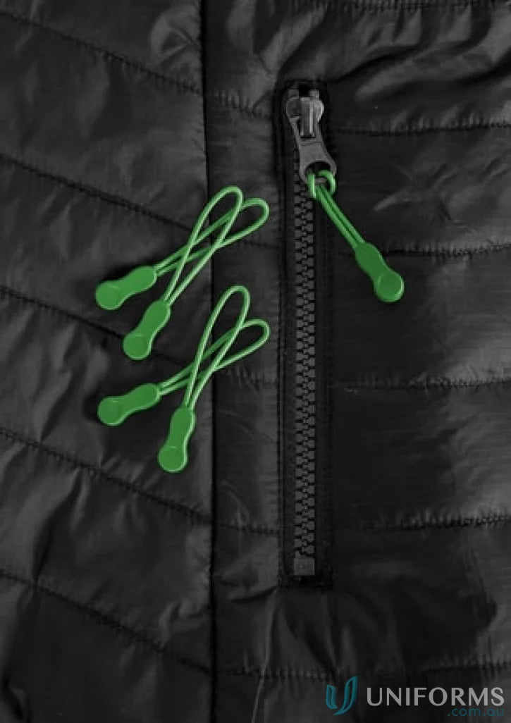 Black quilted Zippies jacket with eyelet head zippers from collection Zippies j744 powerful solution