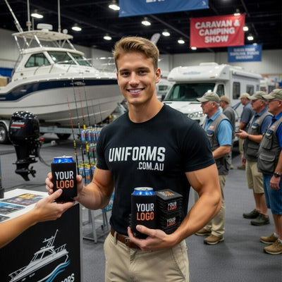 Black neoprene 5mm stubby holder for 375ml cans with your logo