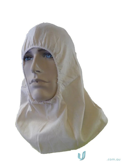 White protective hood from 10pk Calico Hoods for workwear and uniforms protection