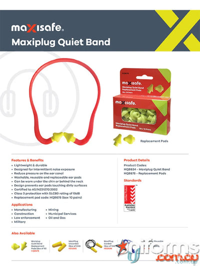 MaxiPlug Quiet Band replacement pods for ear protection, ideal for workwear and uniforms
