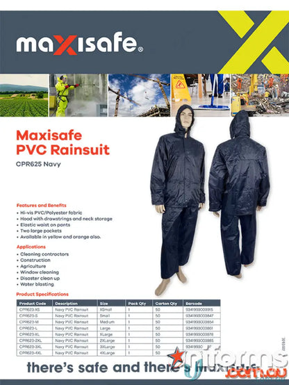 Navy PVC Rainsuit for workwear and uniforms in the 10pk Maxisafe collection