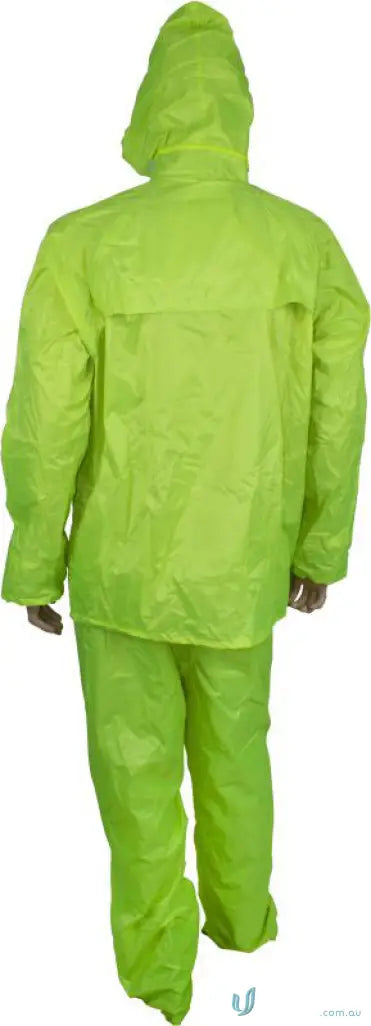 Bright yellow rain suit from 10pk Maxisafe workwear, perfect uniforms for rain protection