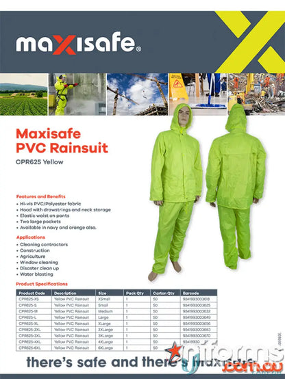 Yellow PVC rain suit from 10pk Maxisafe workwear perfect for uniforms or workwear