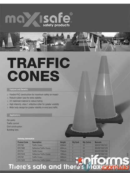 Traffic cones with reflective tape for workwear and uniforms safety signage