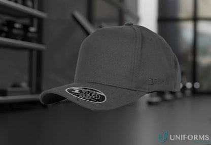 Gray fitted baseball cap with snapback strap, perfect for work uniforms and Flexfit technology