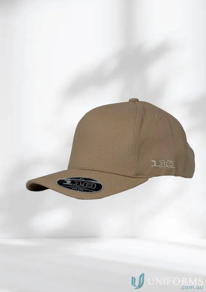 Tan baseball cap with snapback strap made for work uniforms and Flexfit technology